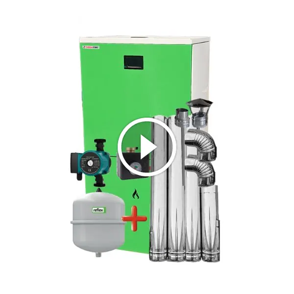 Centrala pe peleti compacta Thermfort 10-30kW TPB30- inclus kit de evacuare, pompa, vas expansiune, grup siguranta
