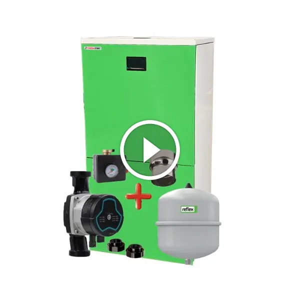 Centrala pe peleti compacta Thermfort 10-30kW TPB30- WiFi Modul incorporat- include, pompa, vas expansiune, grup de siguranta, reductie cos