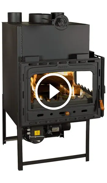 Semineu focar pe lemne incastrabil cu ventilator model 2CF - 22kW