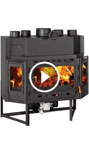 Semineu focar pe lemne incastrabil cu ventilator model TCFan - 26kW