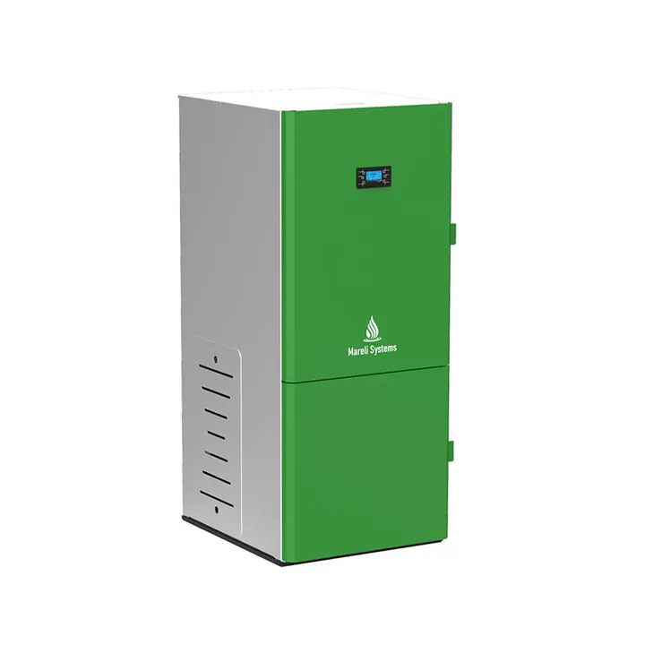 Centrala peleti compacta Mareli Premium RubynoR ECOSTAR SBN35 20-35KW -stabilizator, kit evacuare inox, boiler 120l