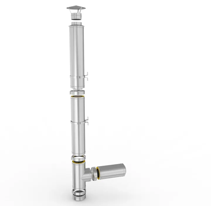 Kit cos de fum din inox izolat, inaltime 5 m, D-120 mm, suspendat