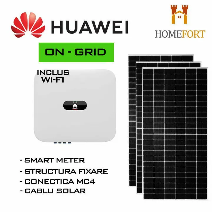 Kit Fotovoltaic Hibrid 3kW Huawei Monofazic On-grid