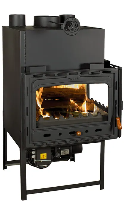 Semineu focar pe lemne incastrabil cu ventilator model 2CF - 22kW